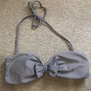 Blue and White Striped Bikini top
